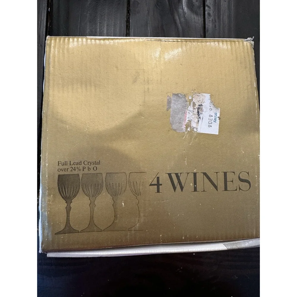 New‎ In Box Crystal Ceremony Echt Bleikristall Wine Glasses Set Of 4 Vintage